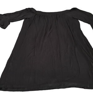 Nelly Womens Blouse Black Size Large Rayon Blend Stretch Pullover Flared Sleeve